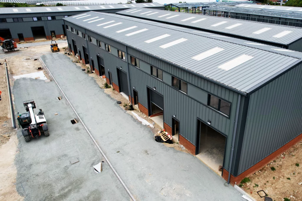 Newly built industrial units. DDG Group groundworks.