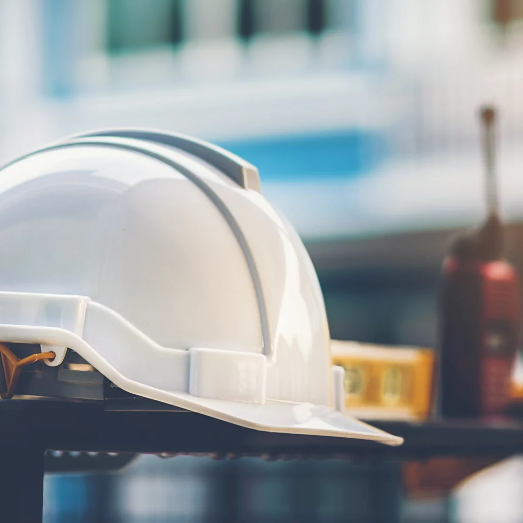 Health and Safety white hard hat.